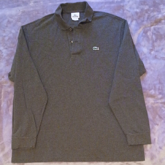 Lacoste Gray Long Sleeve Polo Shirt Classic Style - Picture 3 of 7